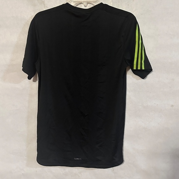 Adidas Classic Three Stripe Black Neon Jersey Workout Athletic Short Sleeve Tee - Picture 7 of 10